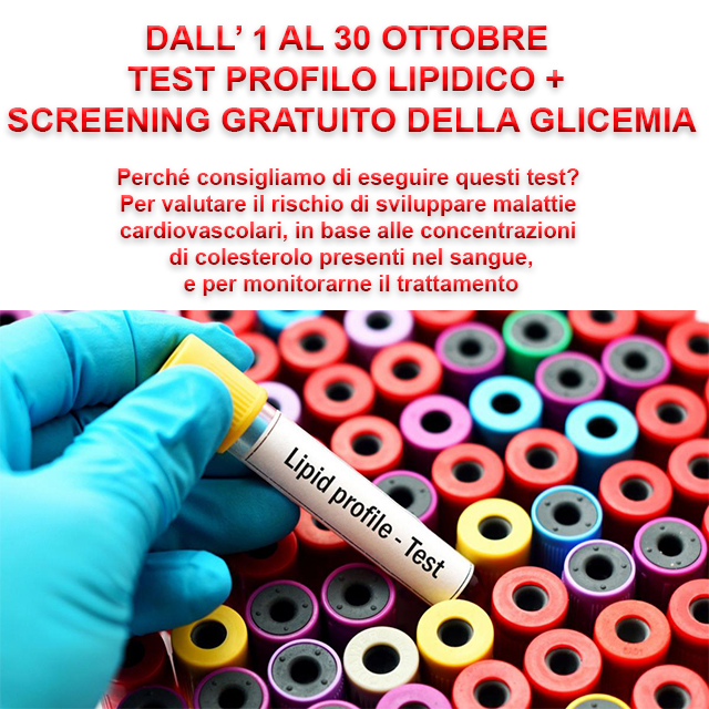 Test profilo lipidico + screening gratuito della glicemia